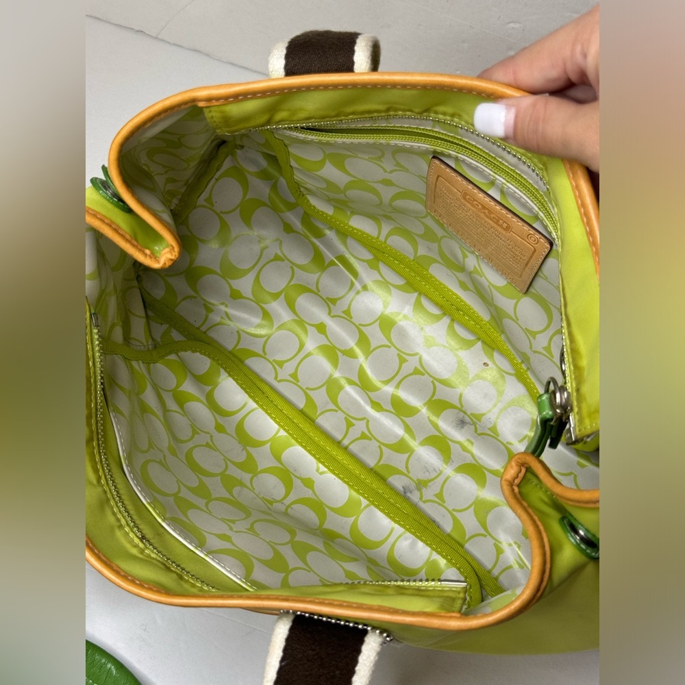 Coach Hampton Weekend IR5656 Chartreuse Nylon Shoulder Handbag Tote Bag Purse - Picture 12 of 14